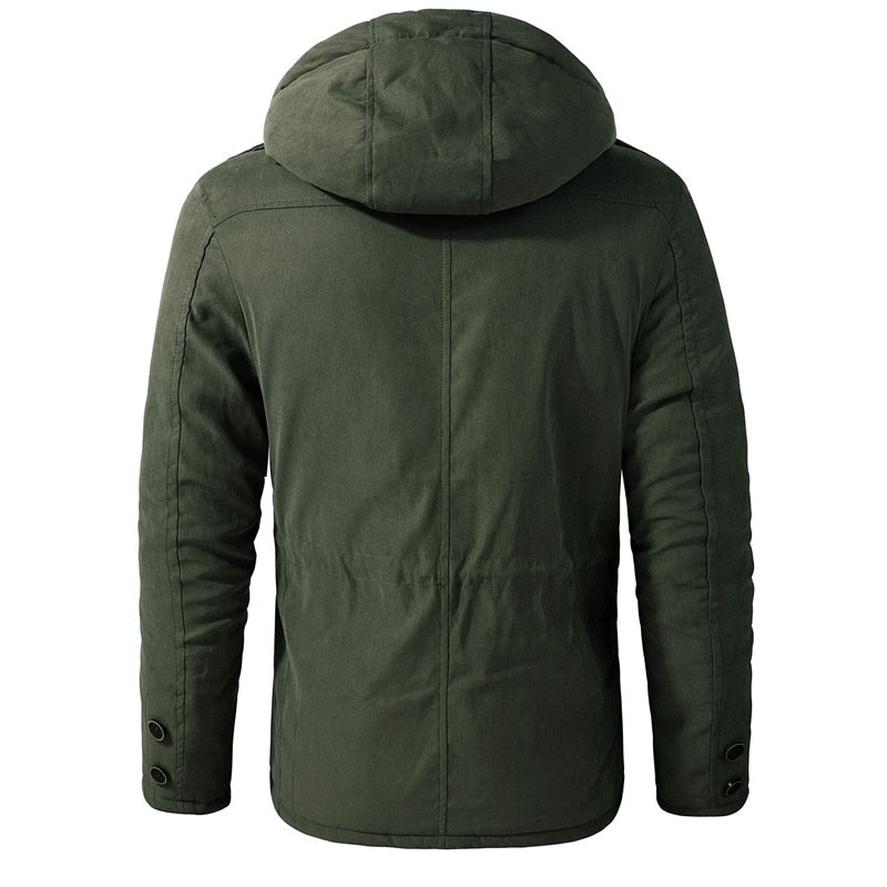 Men Warm Jacket Winter Parka Hooded Windbreaker Cotton Padded Thick Coat