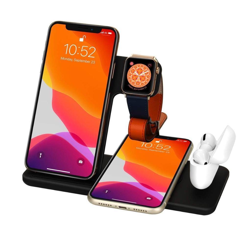 15W Qi Fast Wireless Charger Stand For iPhone 11 XR X 8 Apple Watch 4 in 1 Foldable Charging Dock Station - foxberryparkproducts