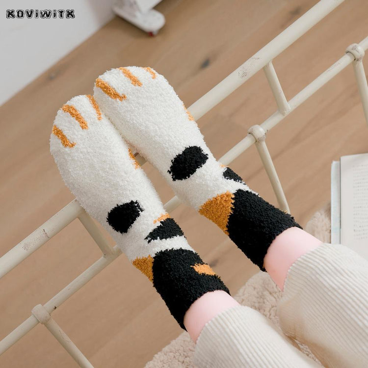 Fashion womens Cats Paw stripe 3d Socks - foxberryparkproducts