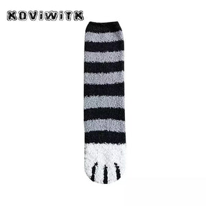 Fashion womens Cats Paw stripe 3d Socks - foxberryparkproducts
