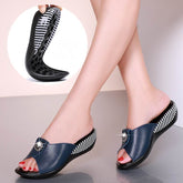 2022 Summer Platform Flip Flops Fashion Beach Shoes Woman Anti-slip Genuine Leather - foxberryparkproducts