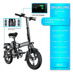 Folding Electric Bicycles Small Electric Vehicles Lithium Battery Ultra-Light Mopeds - foxberryparkproducts