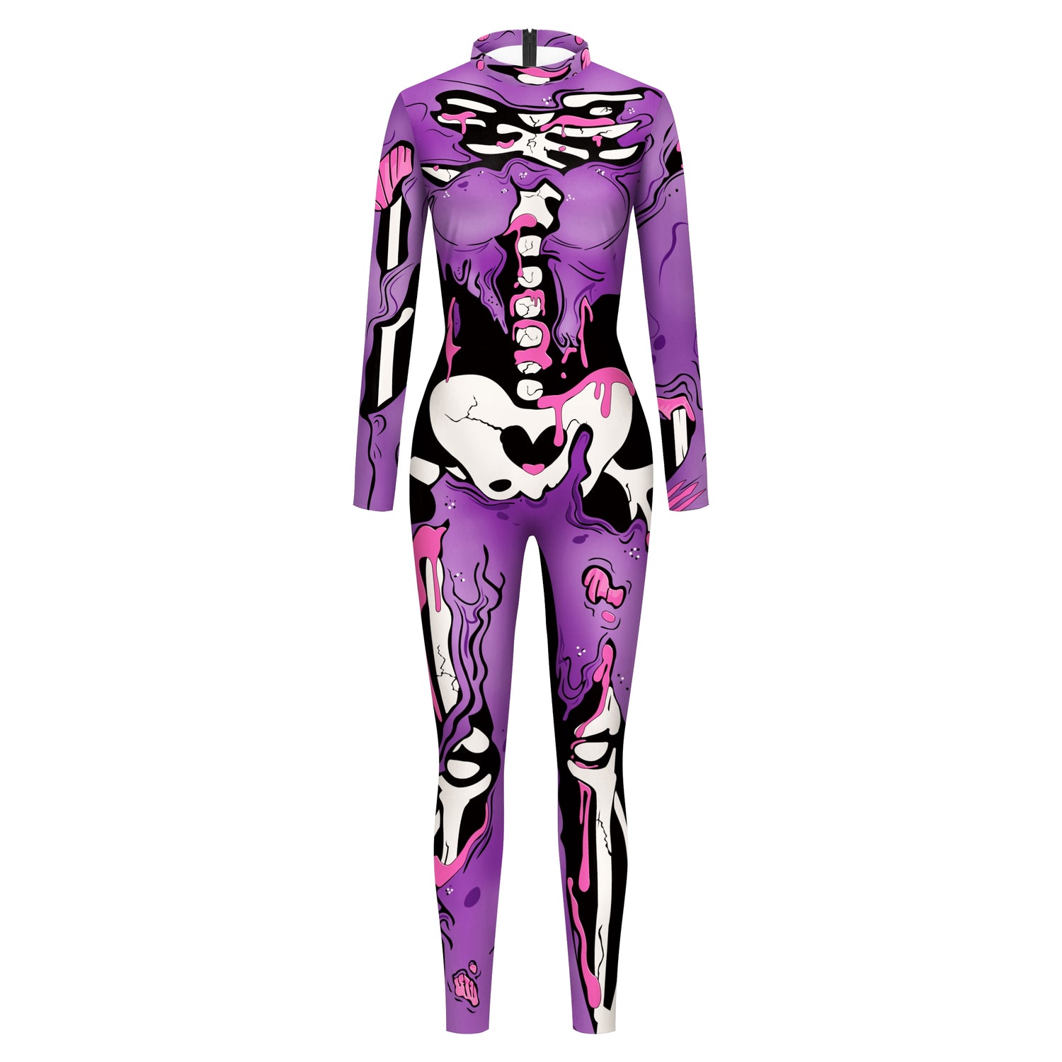 VIP FASHION Adult Skeleton Print Halloween Cosplay For Women Ghost Jumpsuit - foxberryparkproducts