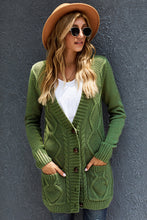 Load image into Gallery viewer, Green Front Pocket and Buttons Closure Cardigan - foxberryparkproducts
