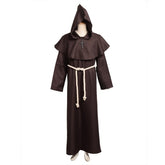 Medieval Costume Men Women Vintage Renaissance Monk Friar Priest Halloween Hooded Robe Dress - foxberryparkproducts