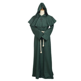 Medieval Costume Men Women Vintage Renaissance Monk Friar Priest Halloween Hooded Robe Dress - foxberryparkproducts