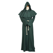 Load image into Gallery viewer, Medieval Costume Men Women Vintage Renaissance Monk Friar Priest Halloween Hooded Robe Dress - foxberryparkproducts
