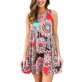 Woman Floral Print Sleeveless Tank Dress  - foxberryparkproducts