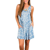 Woman Floral Print Sleeveless Tank Dress  - foxberryparkproducts
