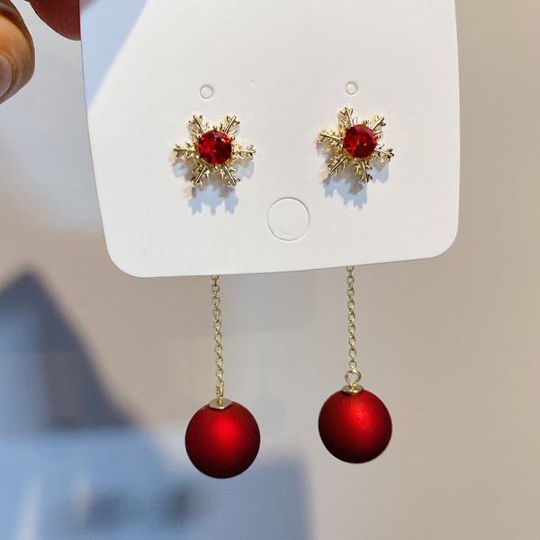2022 New Zircon Christmas Tree Earrings for Women Shiny Rhinestone Snowflake Stud Earring Fashion Jewelry New Year Gifts - foxberryparkproducts