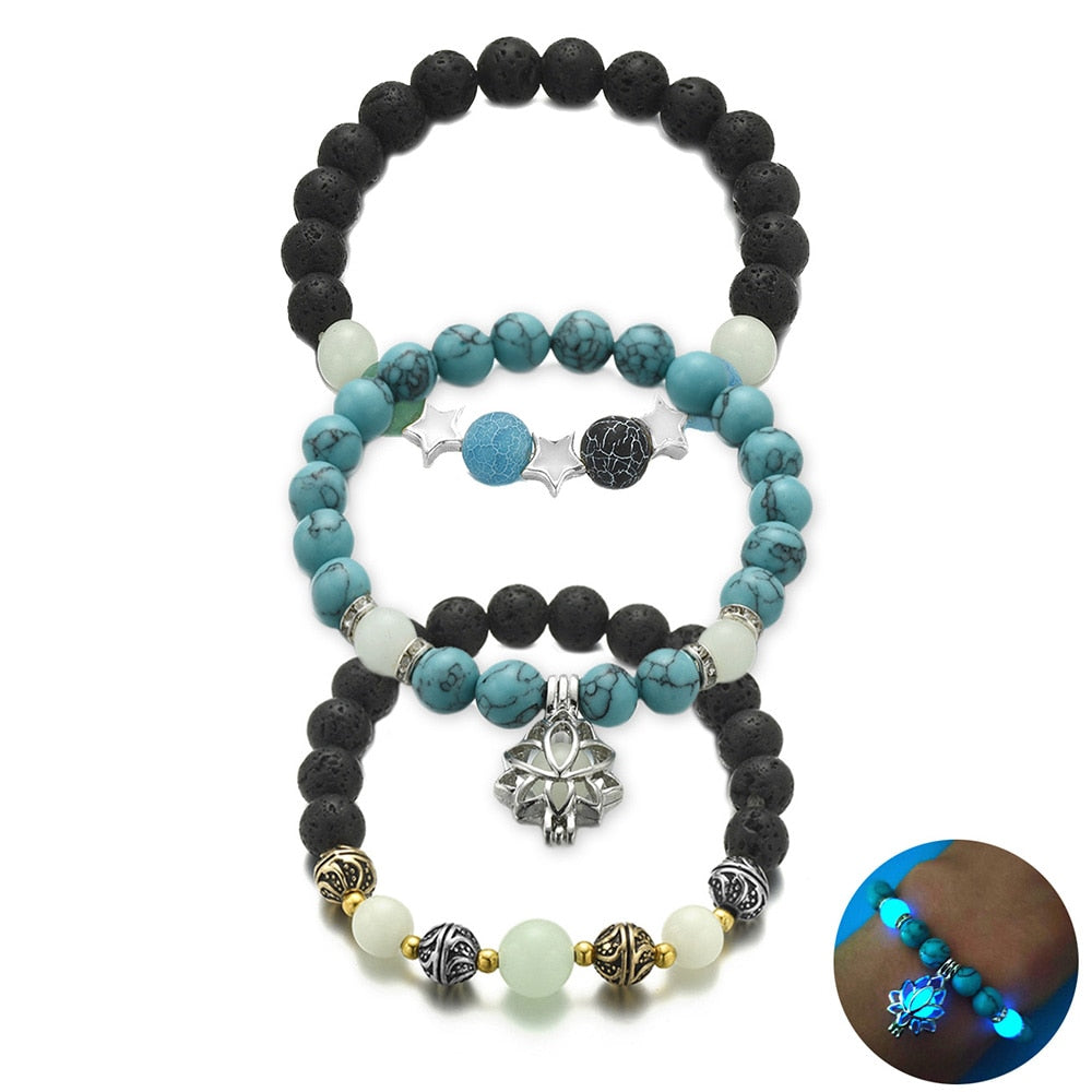 Natural Stone Bracelet Yoga Healing Luminous Glow In The Dark Bracelet