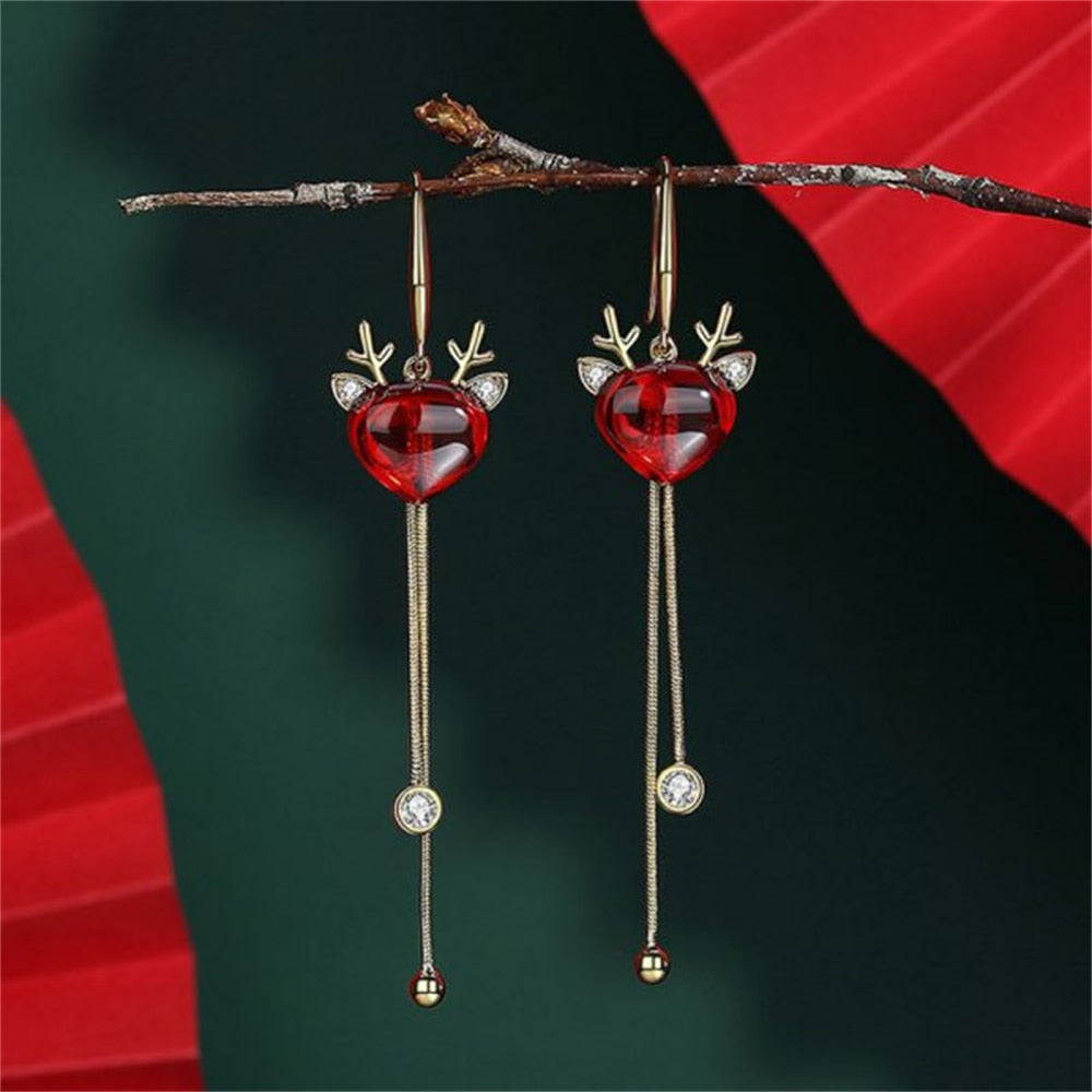 2022 New Zircon Christmas Tree Earrings for Women Shiny Rhinestone Snowflake Stud Earring Fashion Jewelry New Year Gifts - foxberryparkproducts