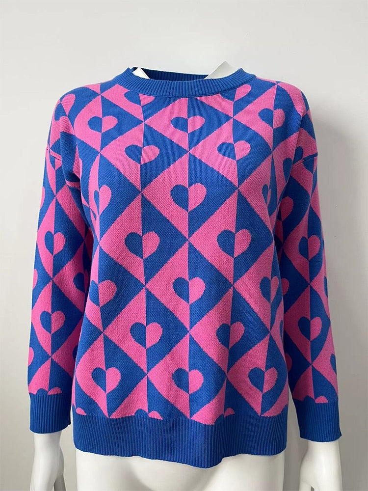 Women Sweater Elegant Pullover Green Striped Knitted Women's Clothing Winter 2022 Long Sleeve Top Jumpers Female Print Sweaters - foxberryparkproducts