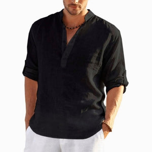 2023 New Mens Linen Long Sleeve T-Shirt