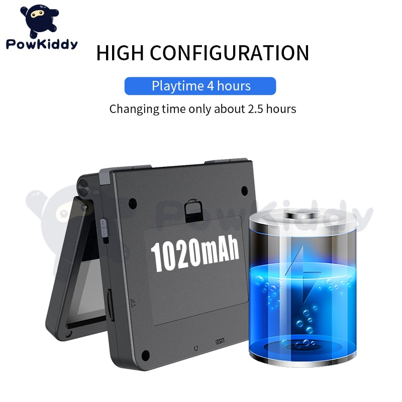 POWKIDDY v90 Black Version 3-Inch IPS Screen Flip Handheld Console Open System Game Console - foxberryparkproducts