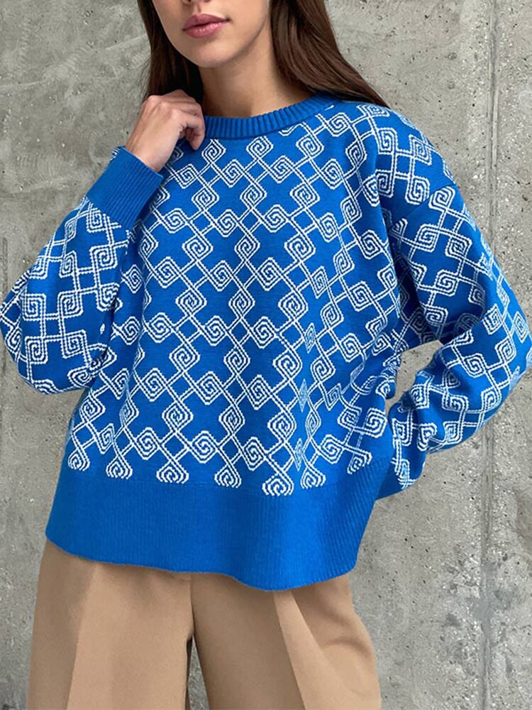 Women Sweater Elegant Pullover Green Striped Knitted Women's Clothing Winter 2022 Long Sleeve Top Jumpers Female Print Sweaters - foxberryparkproducts