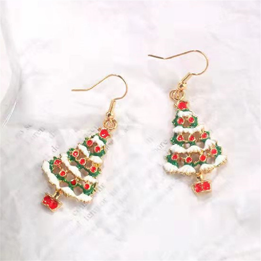 2022 New Zircon Christmas Tree Earrings for Women Shiny Rhinestone Snowflake Stud Earring Fashion Jewelry New Year Gifts - foxberryparkproducts