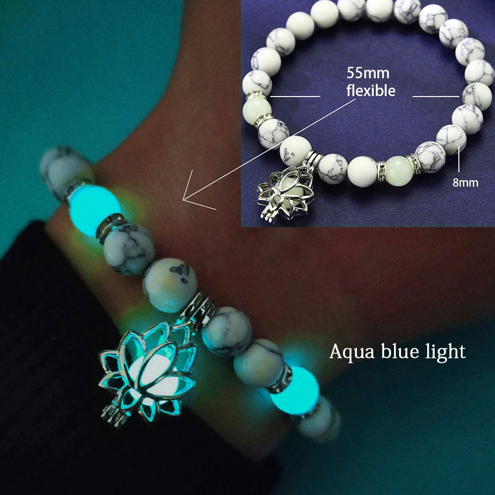 Natural Stone Bracelet Yoga Healing Luminous Glow In The Dark Bracelet