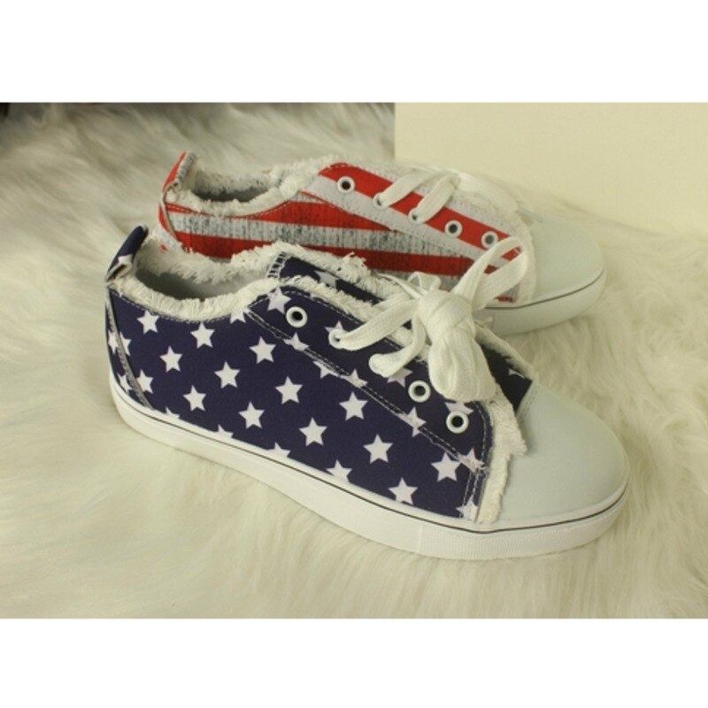 Blue Red Round Toe Casual Canvas Shoes Flat Sneakers Shoes - foxberryparkproducts
