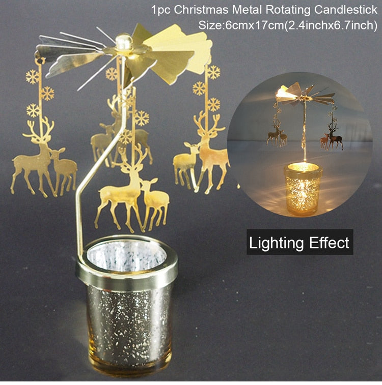 Christmas Rotary Candle Holder Merry Christmas Decoration for Home - foxberryparkproducts