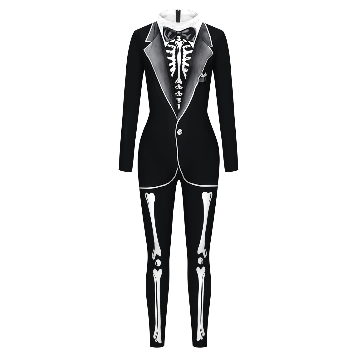 VIP FASHION Adult Skeleton Print Halloween Cosplay For Women Ghost Jumpsuit - foxberryparkproducts