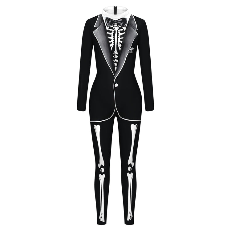 VIP FASHION Adult Skeleton Print Halloween Cosplay For Women Ghost Jumpsuit - foxberryparkproducts