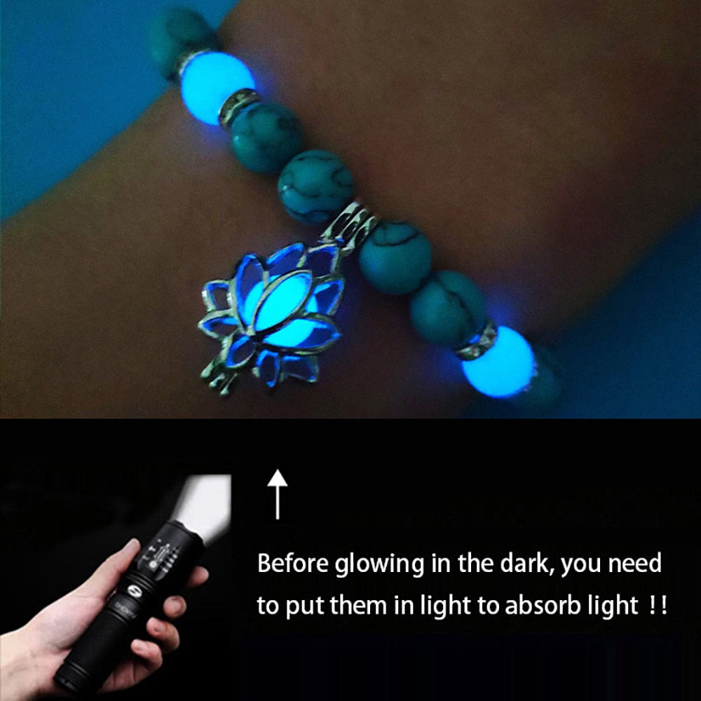 Natural Stone Bracelet Yoga Healing Luminous Glow In The Dark Bracelet