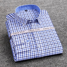 Load image into Gallery viewer, Mens Striped Plaid Oxford Spinning Casual Long Sleeve Shirt Comfortable Breathable Collar Button Design Slim Male Business Dress
