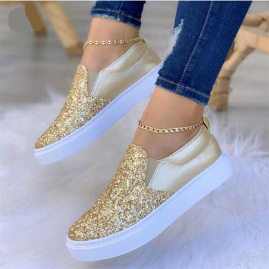 Moccasins Crystal Flat Female Loafers Shoes Gold/Black/Rose Gold - foxberryparkproducts