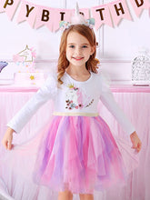 Load image into Gallery viewer, VIKITA Girls Princess Dress Unicorn Sequins Long Sleeve Autumn Dress Kids Birthday Party Wedding Tulle Dresses Children Clothing - foxberryparkproducts
