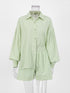 Vacation Suits Women Long Sleeves Shirts And Hot Pants Two Pieces Outfits Summer - foxberryparkproducts