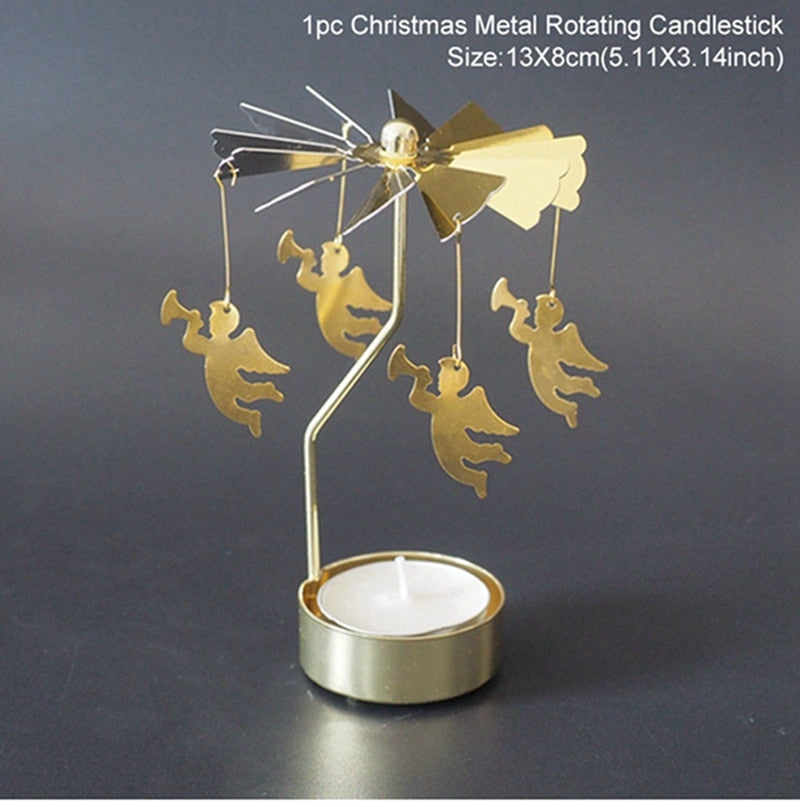 Christmas Rotary Candle Holder Merry Christmas Decoration for Home - foxberryparkproducts