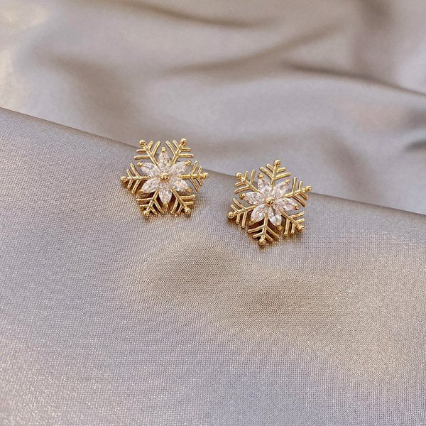 2022 New Zircon Christmas Tree Earrings for Women Shiny Rhinestone Snowflake Stud Earring Fashion Jewelry New Year Gifts - foxberryparkproducts