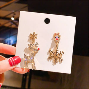 2022 New Zircon Christmas Tree Earrings for Women Shiny Rhinestone Snowflake Stud Earring Fashion Jewelry New Year Gifts - foxberryparkproducts