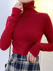 Women Turtleneck Sweater 2022 Autumn Winter Sloid Color Cashmere Sweaters - foxberryparkproducts