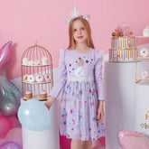 VIKITA Girls Princess Dress Unicorn Sequins Long Sleeve Autumn Dress Kids Birthday Party Wedding Tulle Dresses Children Clothing - foxberryparkproducts