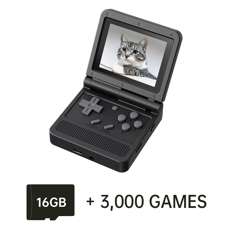 POWKIDDY v90 Black Version 3-Inch IPS Screen Flip Handheld Console Open System Game Console - foxberryparkproducts