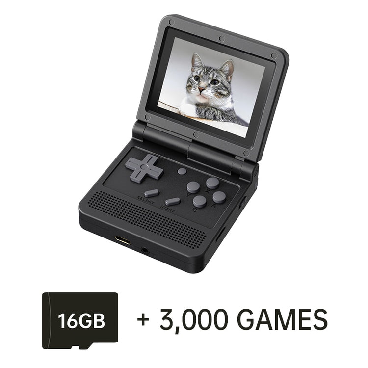 POWKIDDY v90 Black Version 3-Inch IPS Screen Flip Handheld Console Open System Game Console - foxberryparkproducts