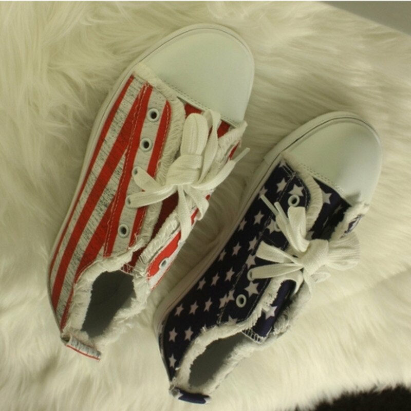 Blue Red Round Toe Casual Canvas Shoes Flat Sneakers Shoes - foxberryparkproducts