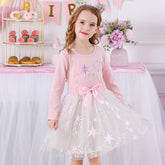 VIKITA Girls Princess Dress Unicorn Sequins Long Sleeve Autumn Dress Kids Birthday Party Wedding Tulle Dresses Children Clothing - foxberryparkproducts