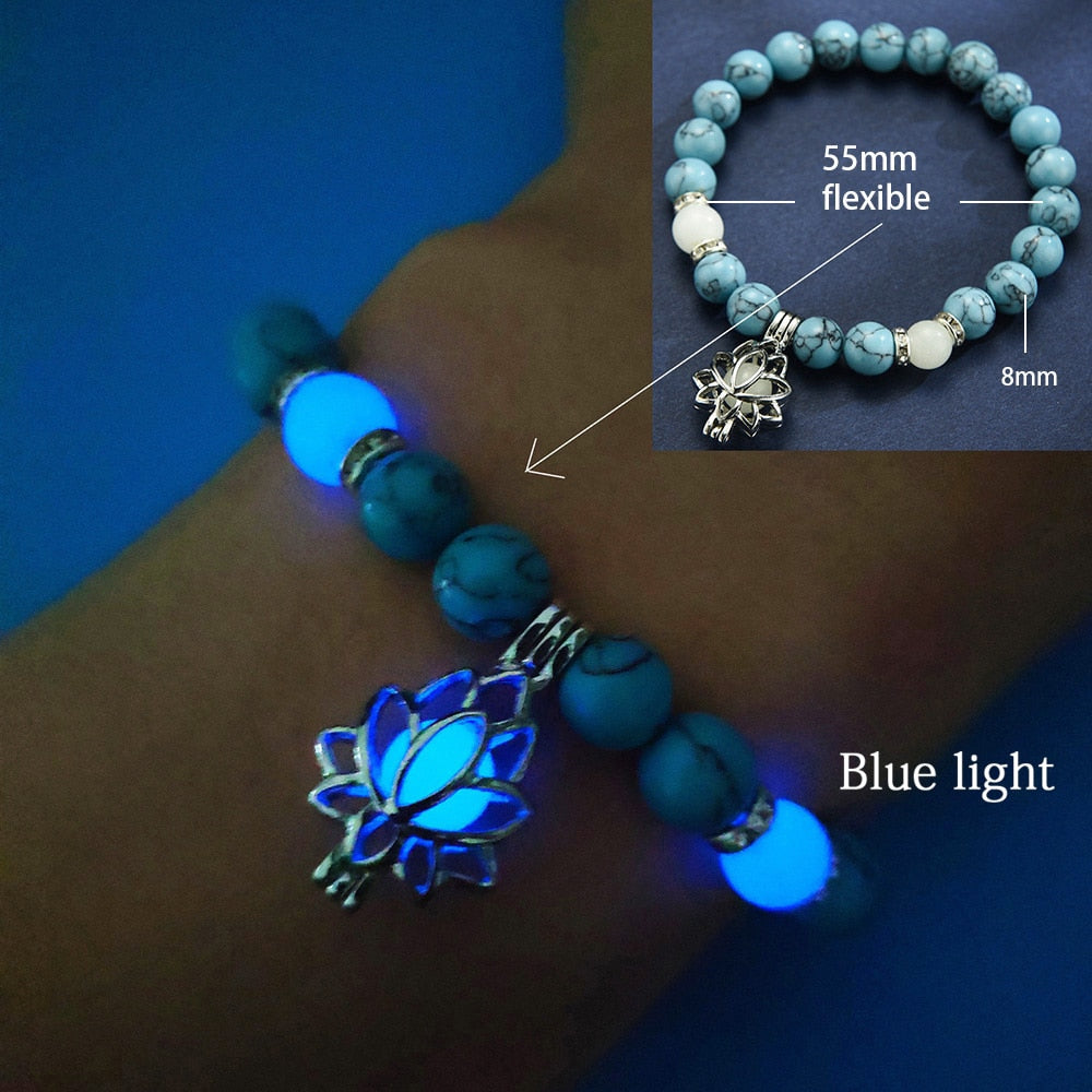 Natural Stone Bracelet Yoga Healing Luminous Glow In The Dark Bracelet