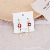 2022 New Zircon Christmas Tree Earrings for Women Shiny Rhinestone Snowflake Stud Earring Fashion Jewelry New Year Gifts - foxberryparkproducts