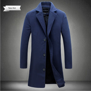 Autumn and Winter Long Cotton Coat New Wool Blend Casual Business Fashion
