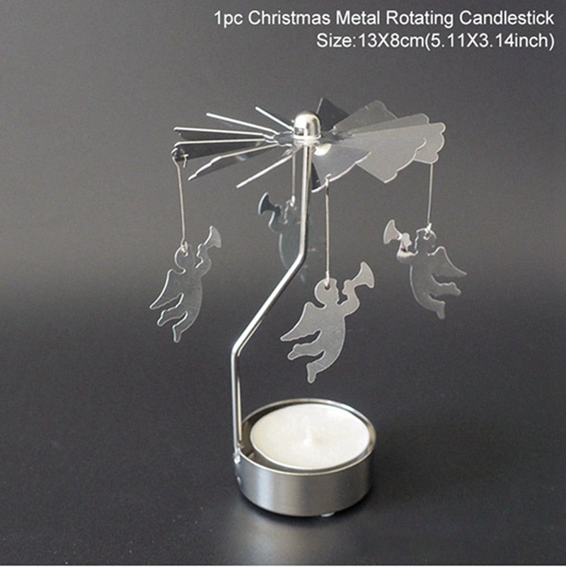 Christmas Rotary Candle Holder Merry Christmas Decoration for Home - foxberryparkproducts
