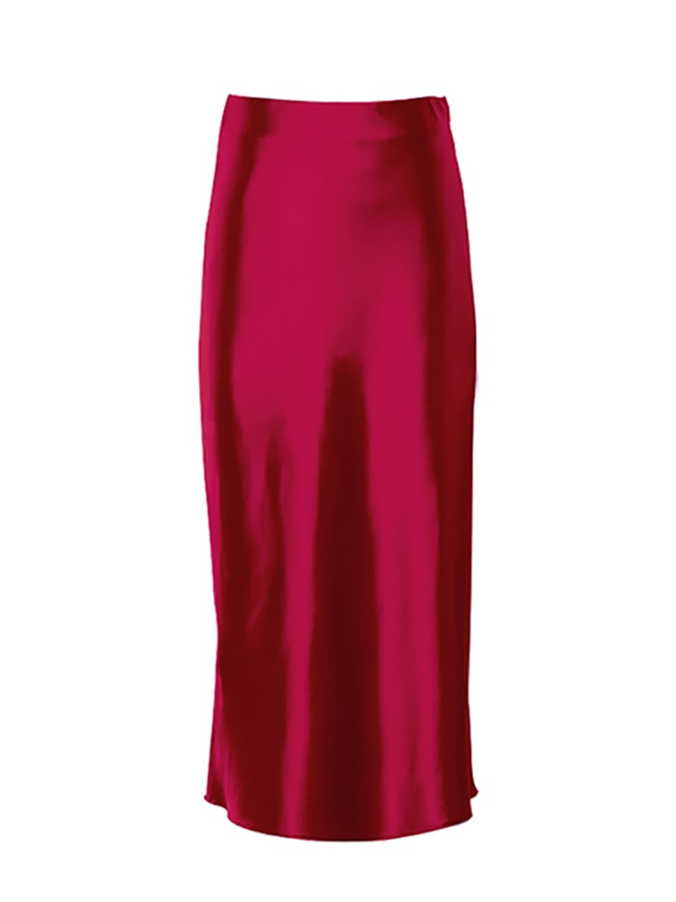 Solid Purple Satin Silk Skirt Women High Waisted Summer Long Skirt - foxberryparkproducts
