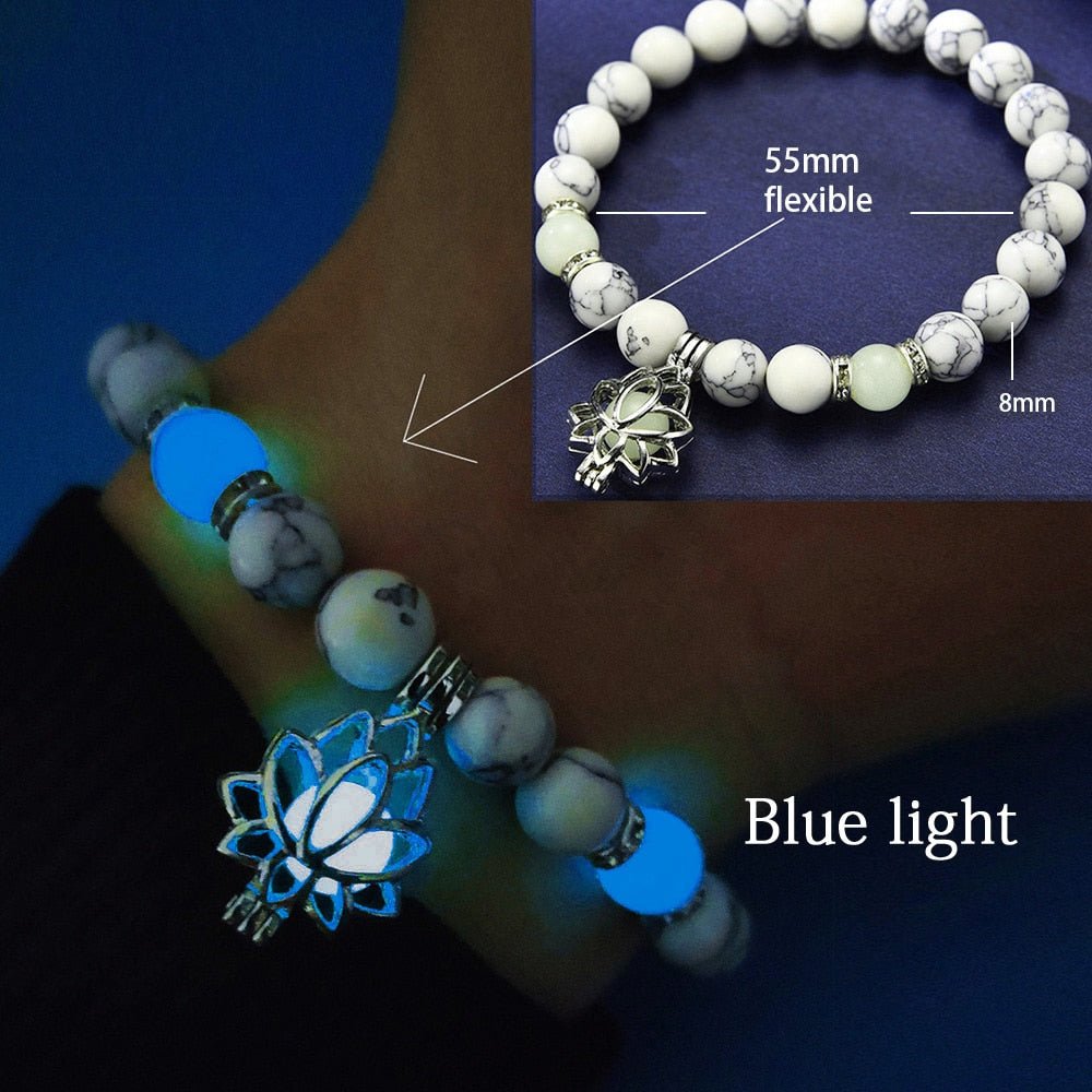 Natural Stone Bracelet Yoga Healing Luminous Glow In The Dark Bracelet