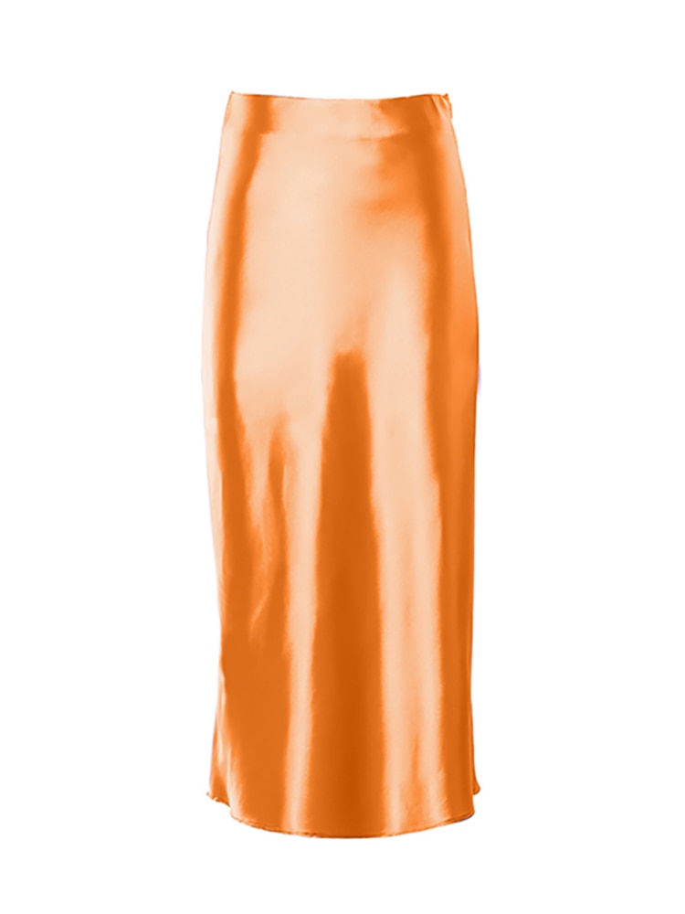 Solid Purple Satin Silk Skirt Women High Waisted Summer Long Skirt - foxberryparkproducts