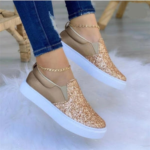 Moccasins Crystal Flat Female Loafers Shoes Gold/Black/Rose Gold - foxberryparkproducts