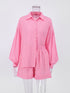 Vacation Suits Women Long Sleeves Shirts And Hot Pants Two Pieces Outfits Summer - foxberryparkproducts