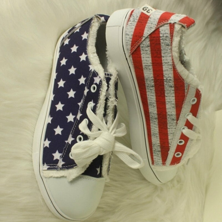 Blue Red Round Toe Casual Canvas Shoes Flat Sneakers Shoes - foxberryparkproducts